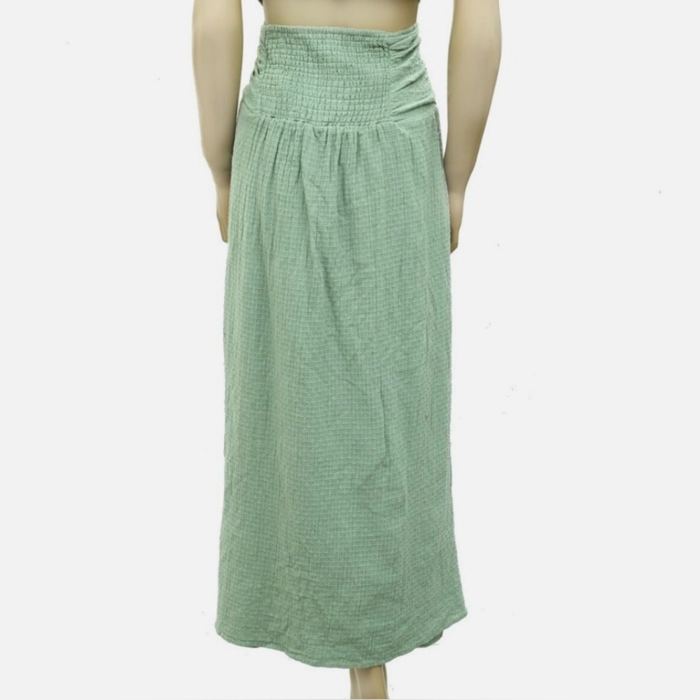 Free People - Light Green - Full Length Maxi Linen Skirt - Elastic Waist - - Picture 13 of 13